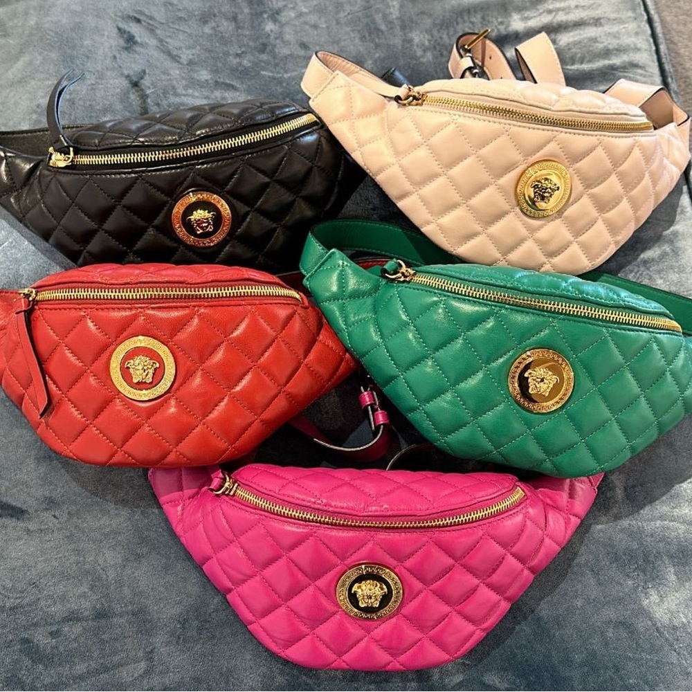 Versace Black Quilted Bum Bag, Belt Bag, Crossbody Chest Bag - Picture 12 of 12